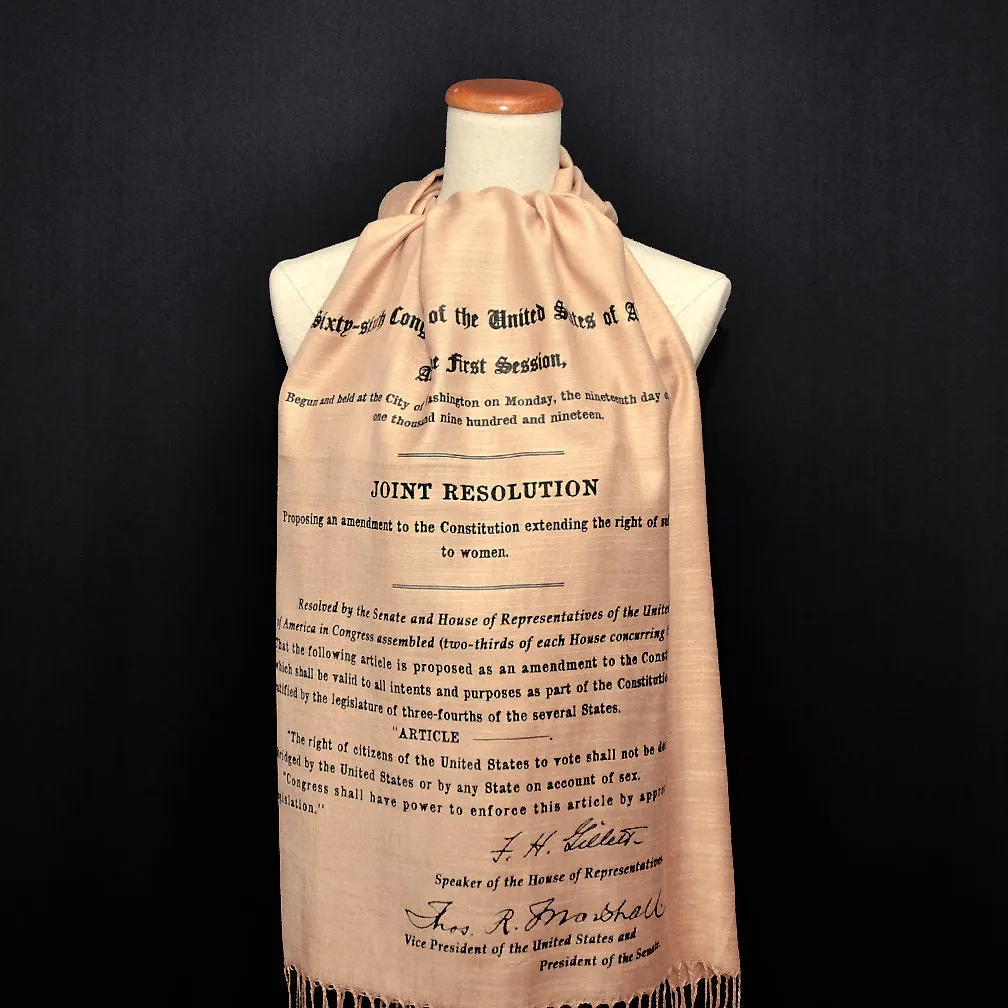 19th Amendment to the U.S. Constitution: Women's Right to Vote scarf/ shawl, August 18, 1920, Women's rights