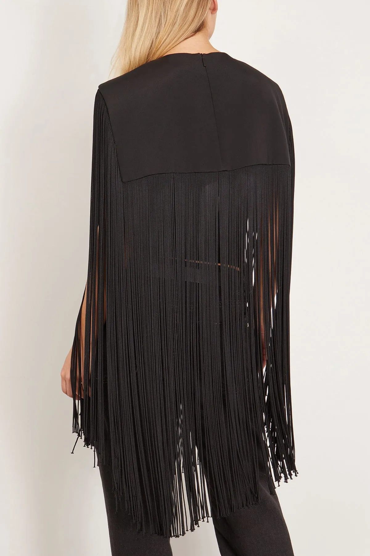 4 Ply Silk Fringe Cape in Black