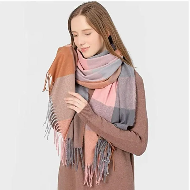 65Cm X 180Cm Plaid Soft Winter Scarf F6392C-6