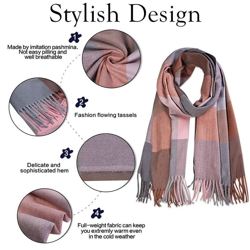 65Cm X 180Cm Plaid Soft Winter Scarf F6392C-6