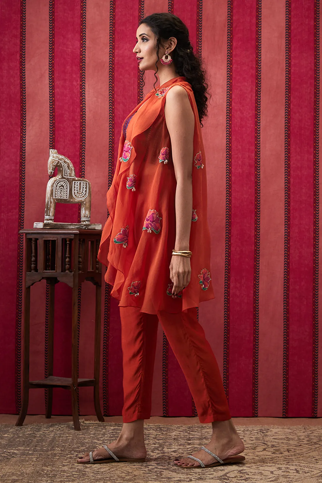Adah Printed Co-ord Set With High-low Jacket