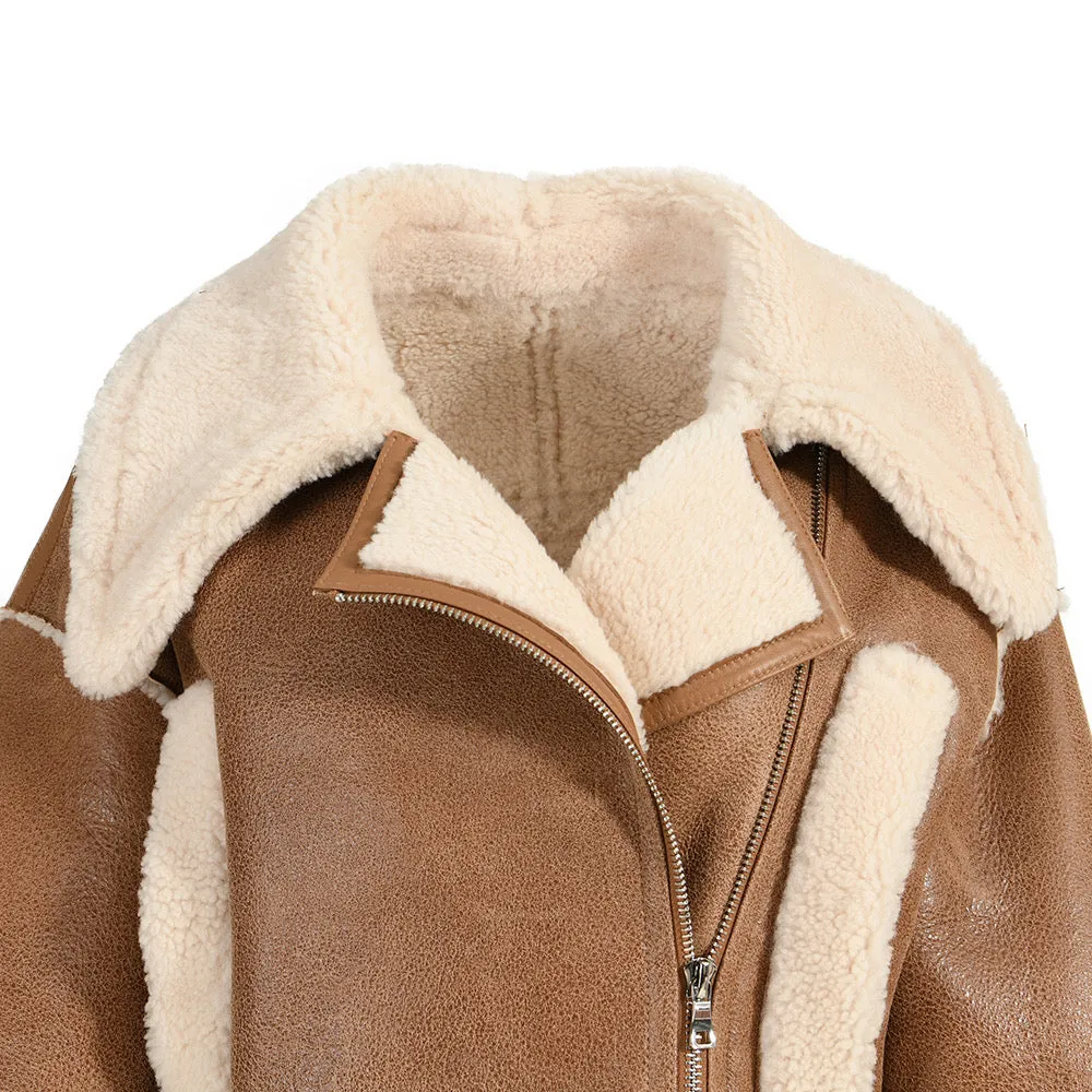 ADELE Brown Shearling Leather Jacket