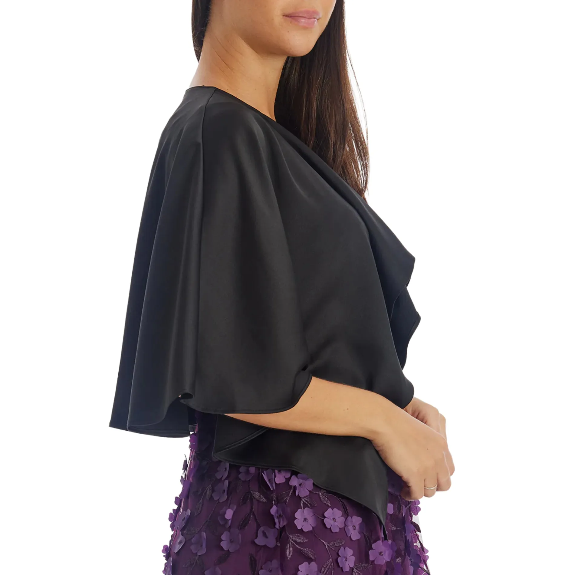 ADRIANNA PAPELL Women's Satin Reversible Cape Evening Shawl