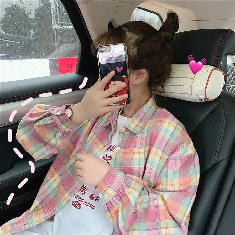 AESTHETIC CUTE PINK RAINBOW SHIRT