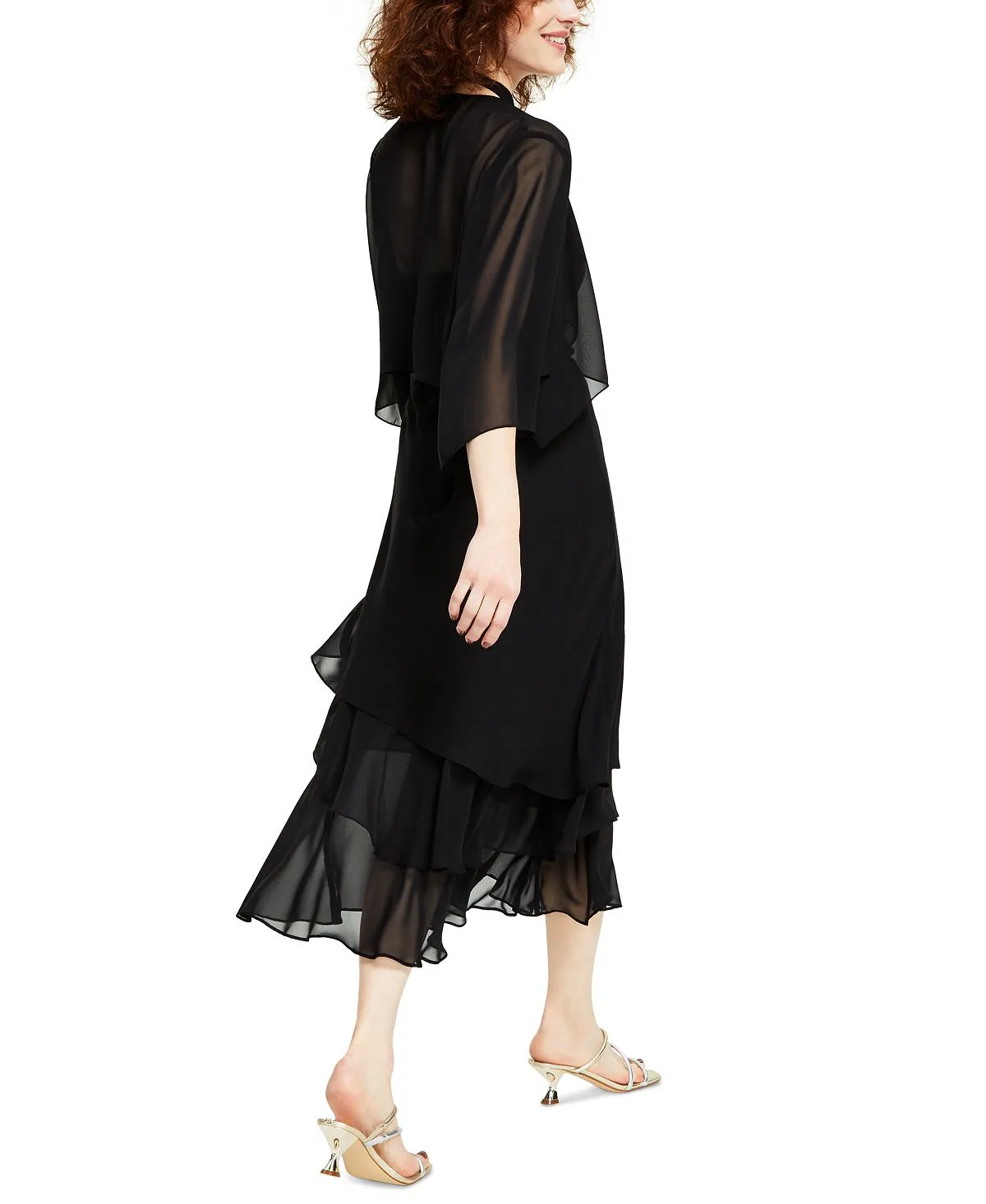 Alex Evenings chiffon cape, blue