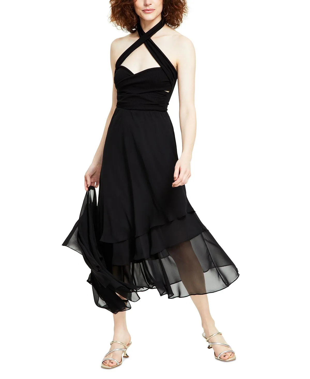Alex Evenings chiffon cape, blue
