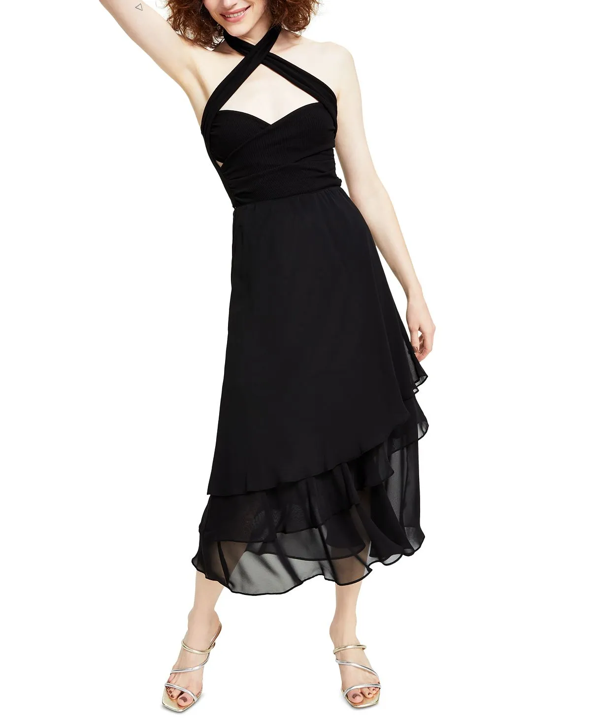 Alex Evenings chiffon cape, blue