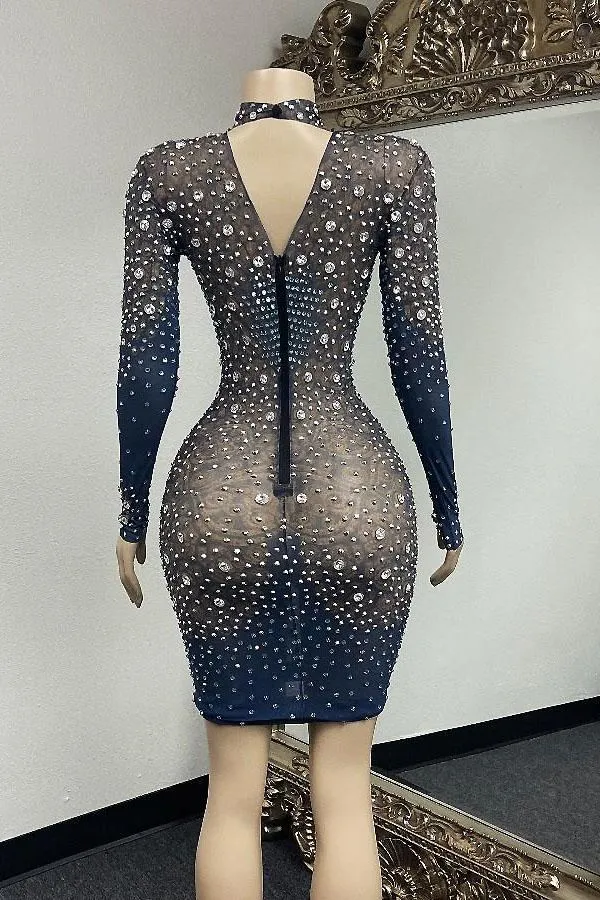 Alexa Blue Diamante Dress