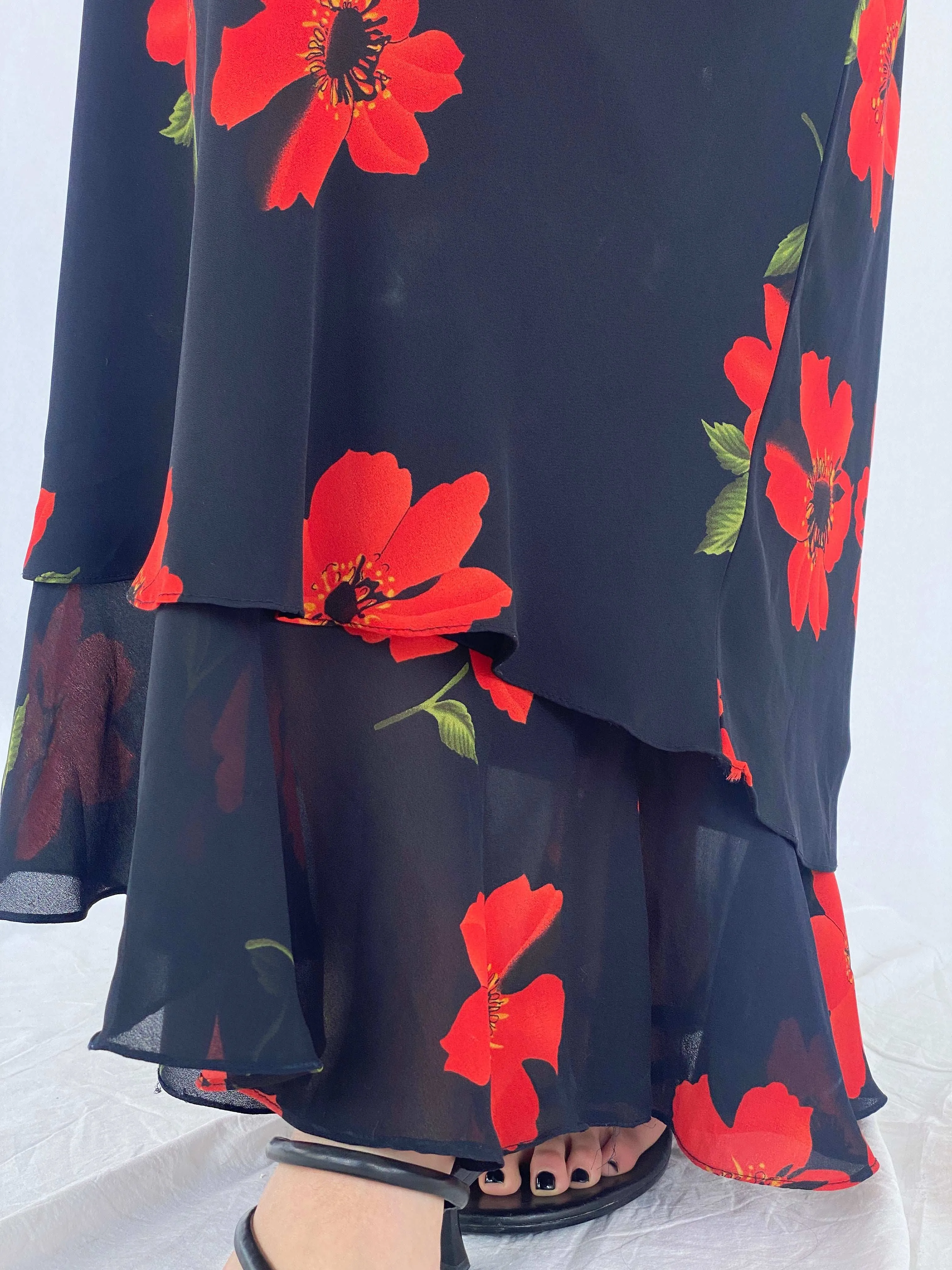 Beautiful 90s Floral Layered Maxi Skirt