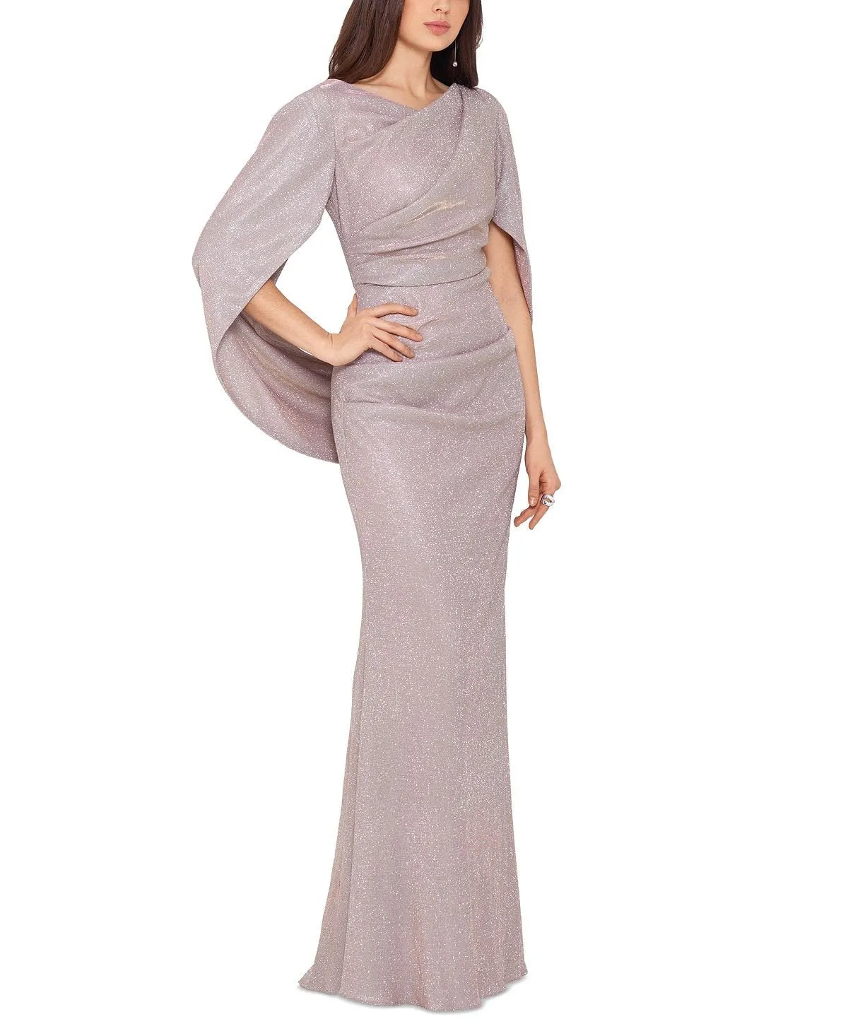 Betsy & Adam Mini Metallic Cape Back Dress, Multi