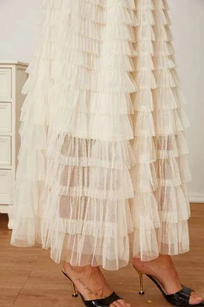 Boost Your Look with a Ruched High-Waist Tiered Skirt