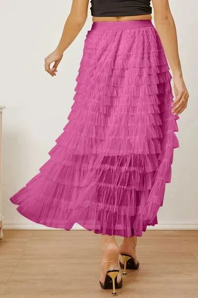 Boost Your Look with a Ruched High-Waist Tiered Skirt