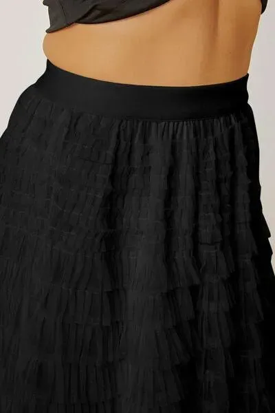 Boost Your Look with a Ruched High-Waist Tiered Skirt