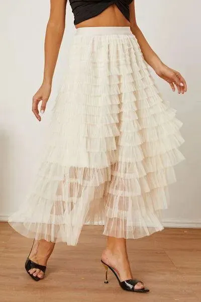 Boost Your Look with a Ruched High-Waist Tiered Skirt