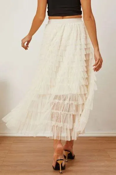 Boost Your Look with a Ruched High-Waist Tiered Skirt