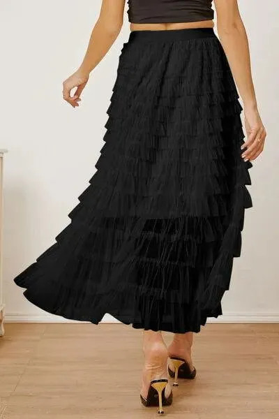Boost Your Look with a Ruched High-Waist Tiered Skirt