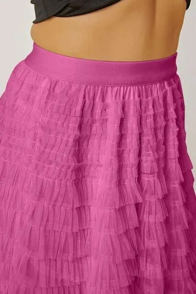 Boost Your Look with a Ruched High-Waist Tiered Skirt