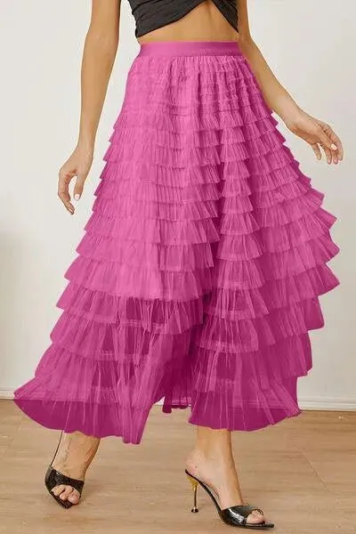 Boost Your Look with a Ruched High-Waist Tiered Skirt