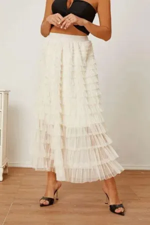 Boost Your Look with a Ruched High-Waist Tiered Skirt
