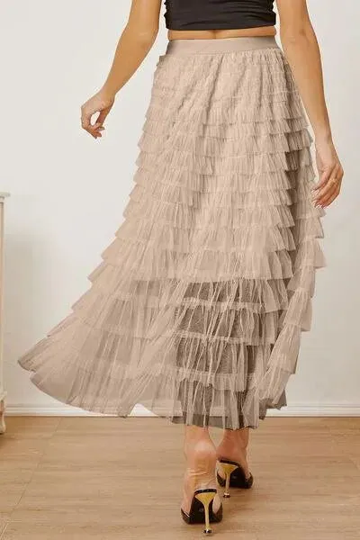 Boost Your Look with a Ruched High-Waist Tiered Skirt