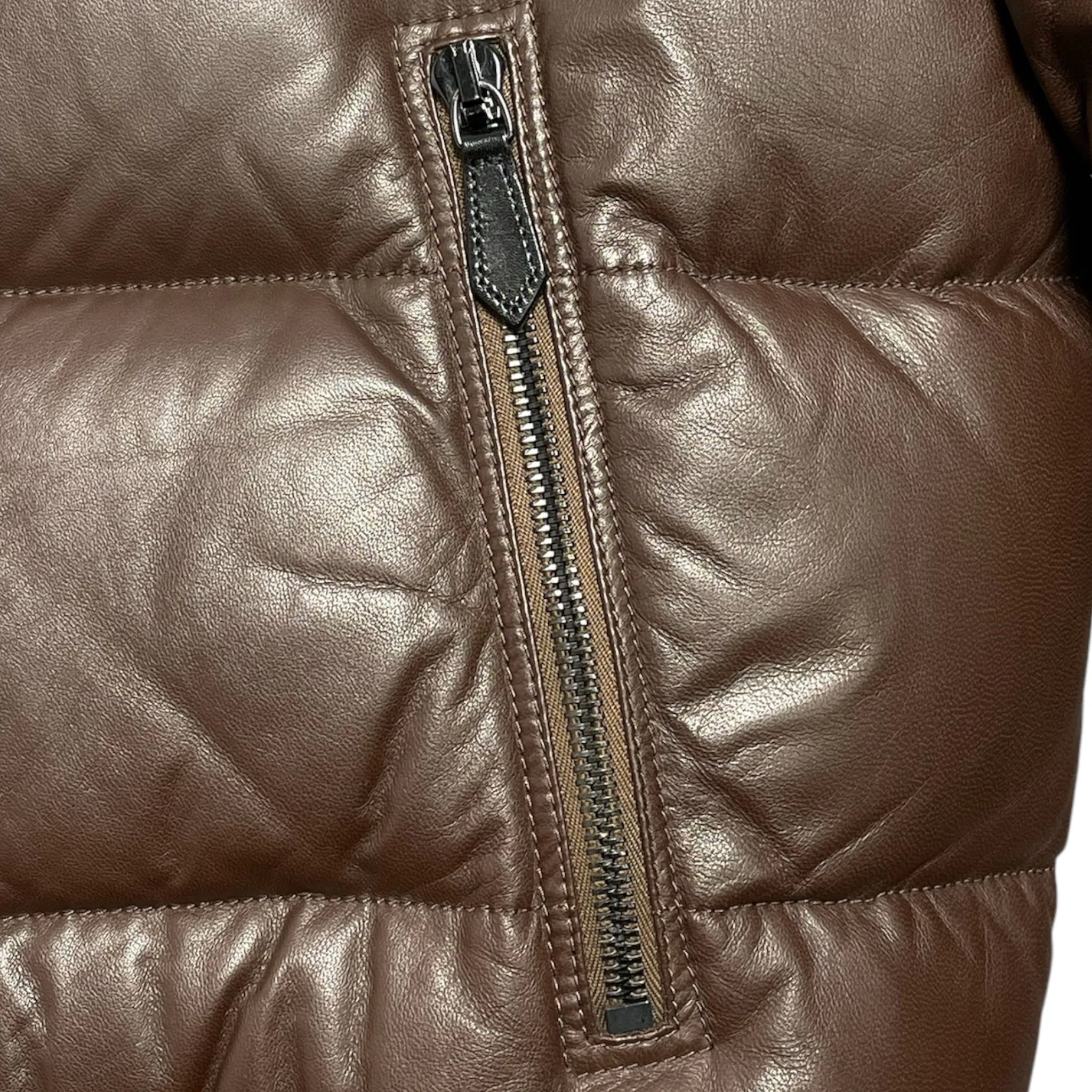 Burberry Leather Shearling Bomber Jacket Brown Pre-Owned