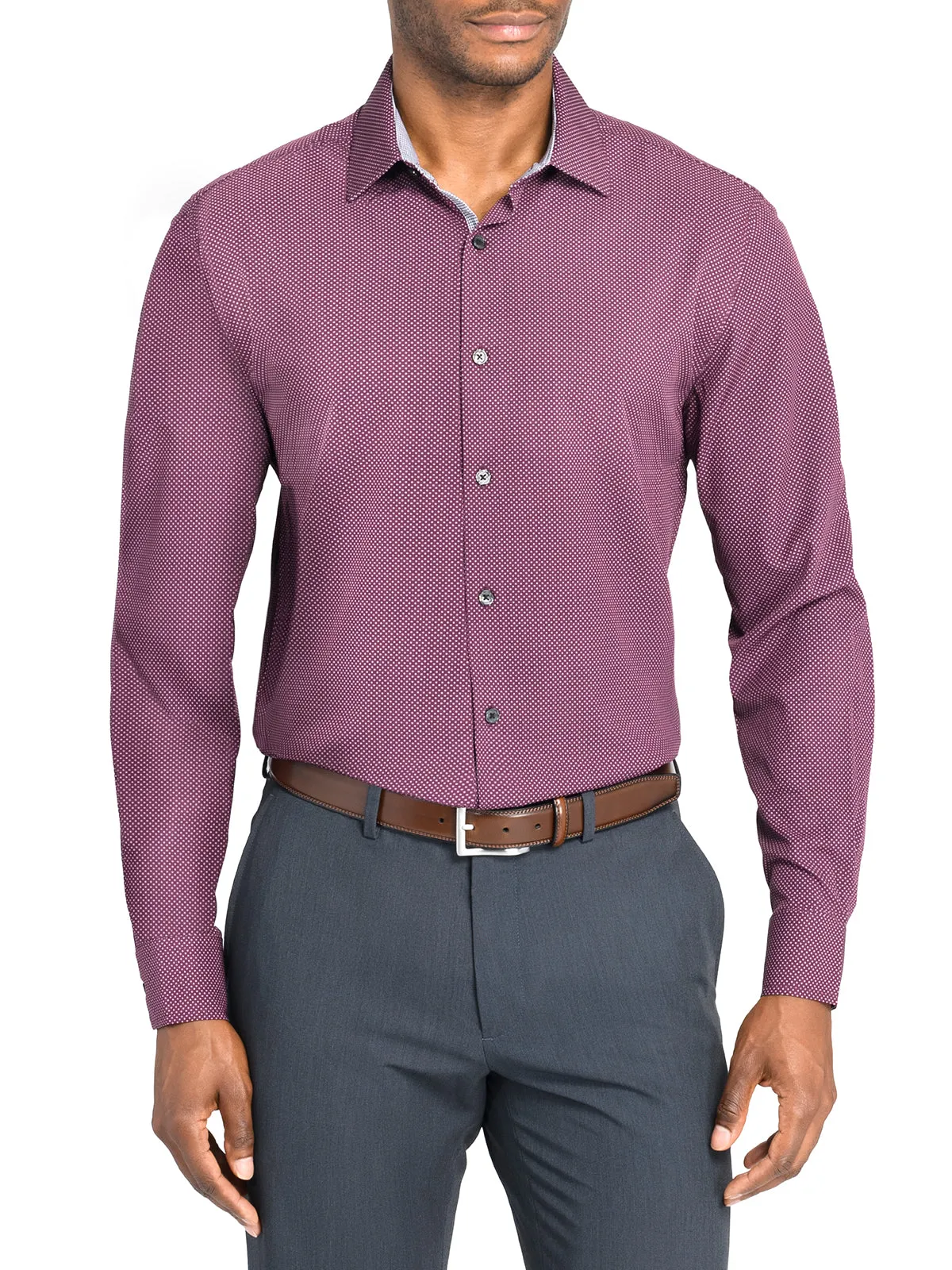 Burgundy Dot Performance Dress Shirt