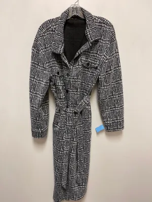 Coat Trench Coat By Clothes Mentor In Black & White, Size: L