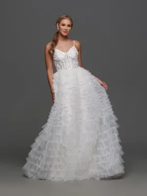 Davinci Bridal F133 Wedding Dress Ivory size 4, 14 layered ruffle
