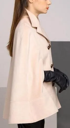 Double-Breasted Short Wool Cape