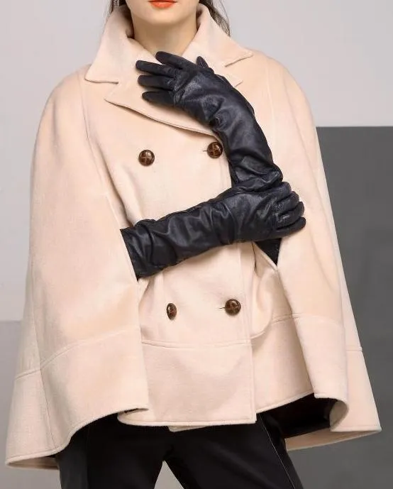 Double-Breasted Short Wool Cape