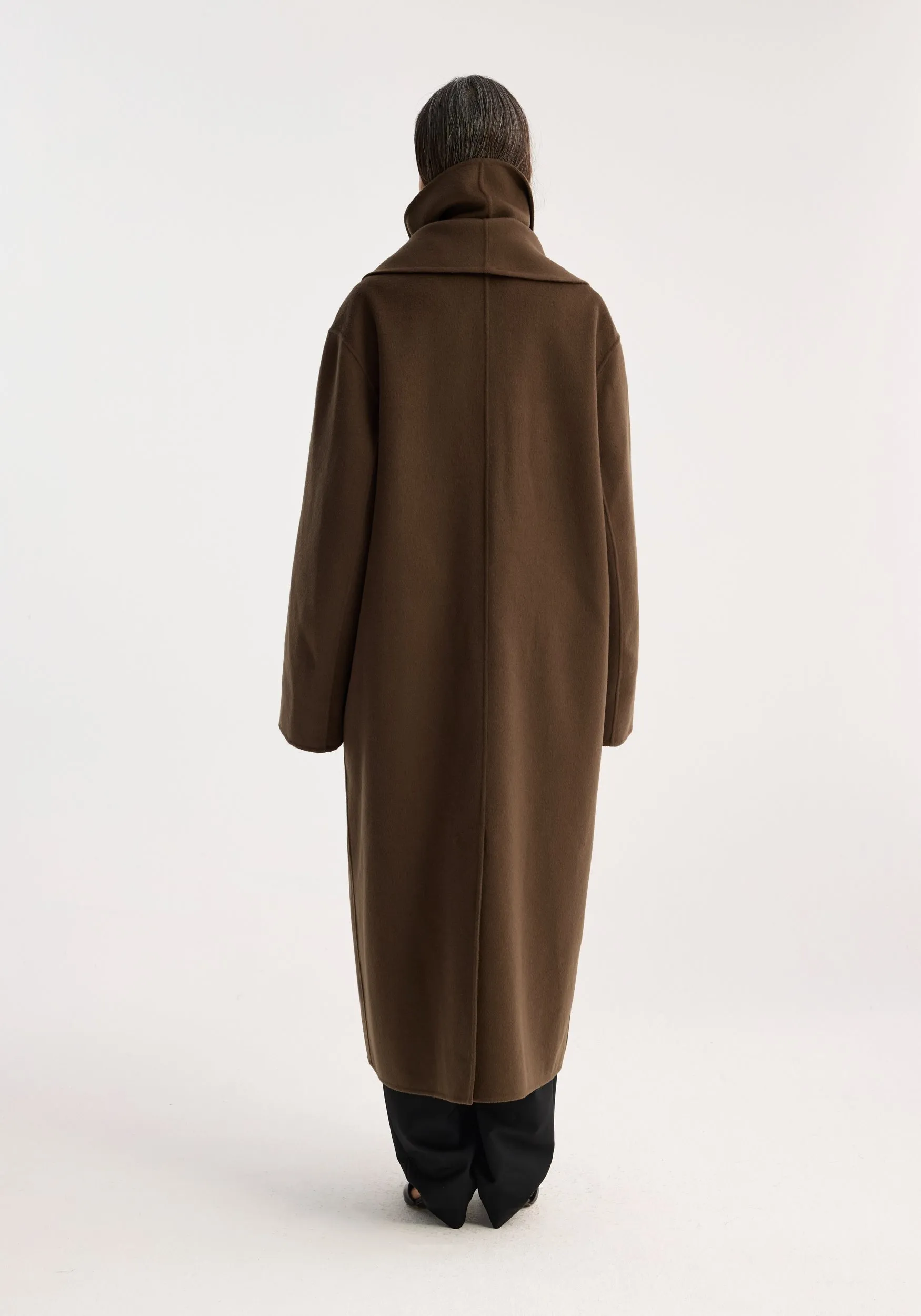 Double-faced wool scarf coat | taupe