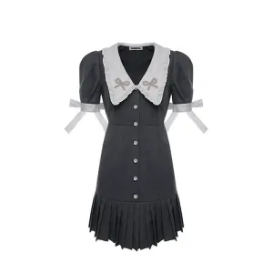 EIMISMOSOL Black Peter Pan Collar Dress