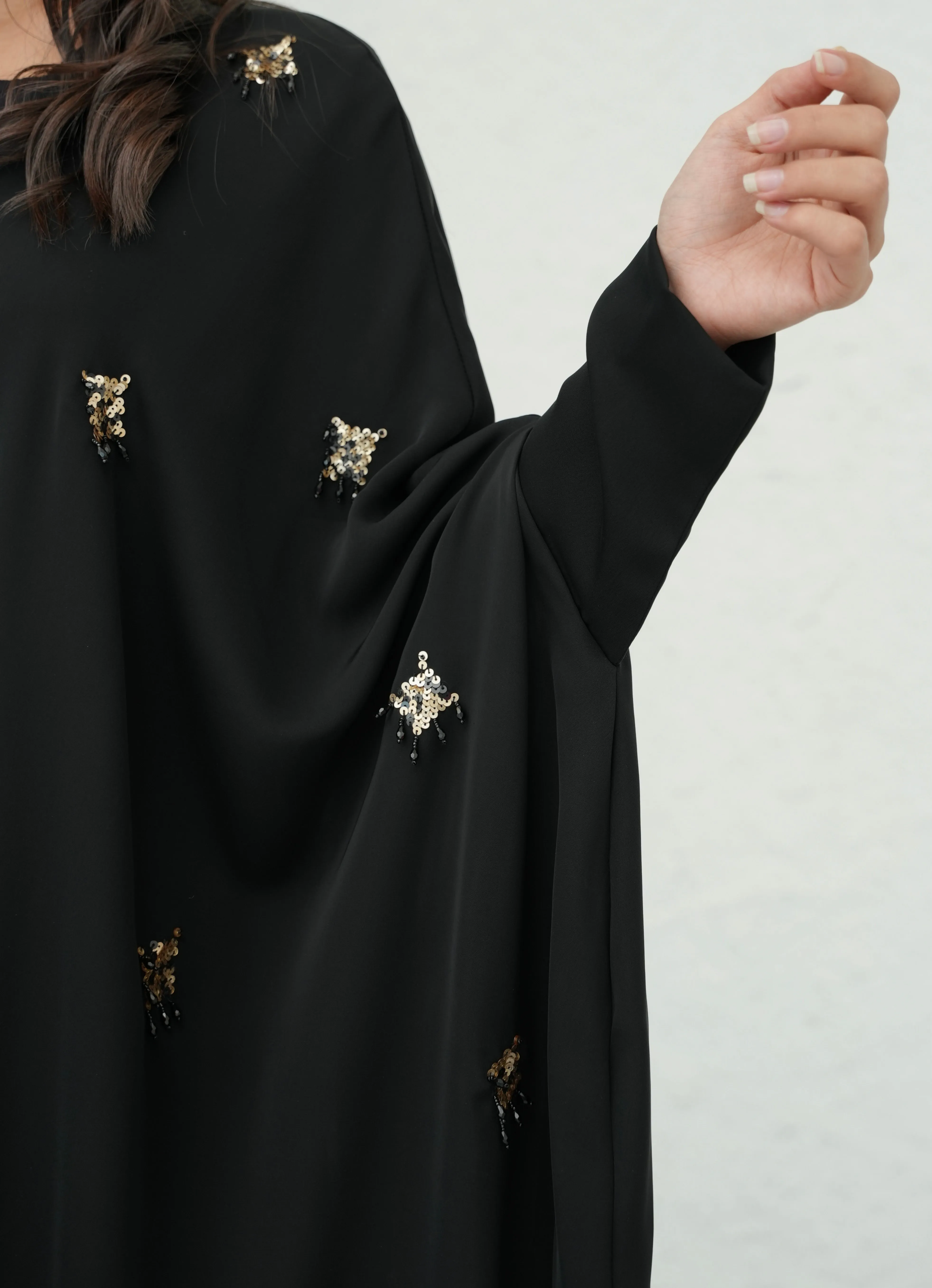 ELEGANT BLACK CAPE ABAYA #390