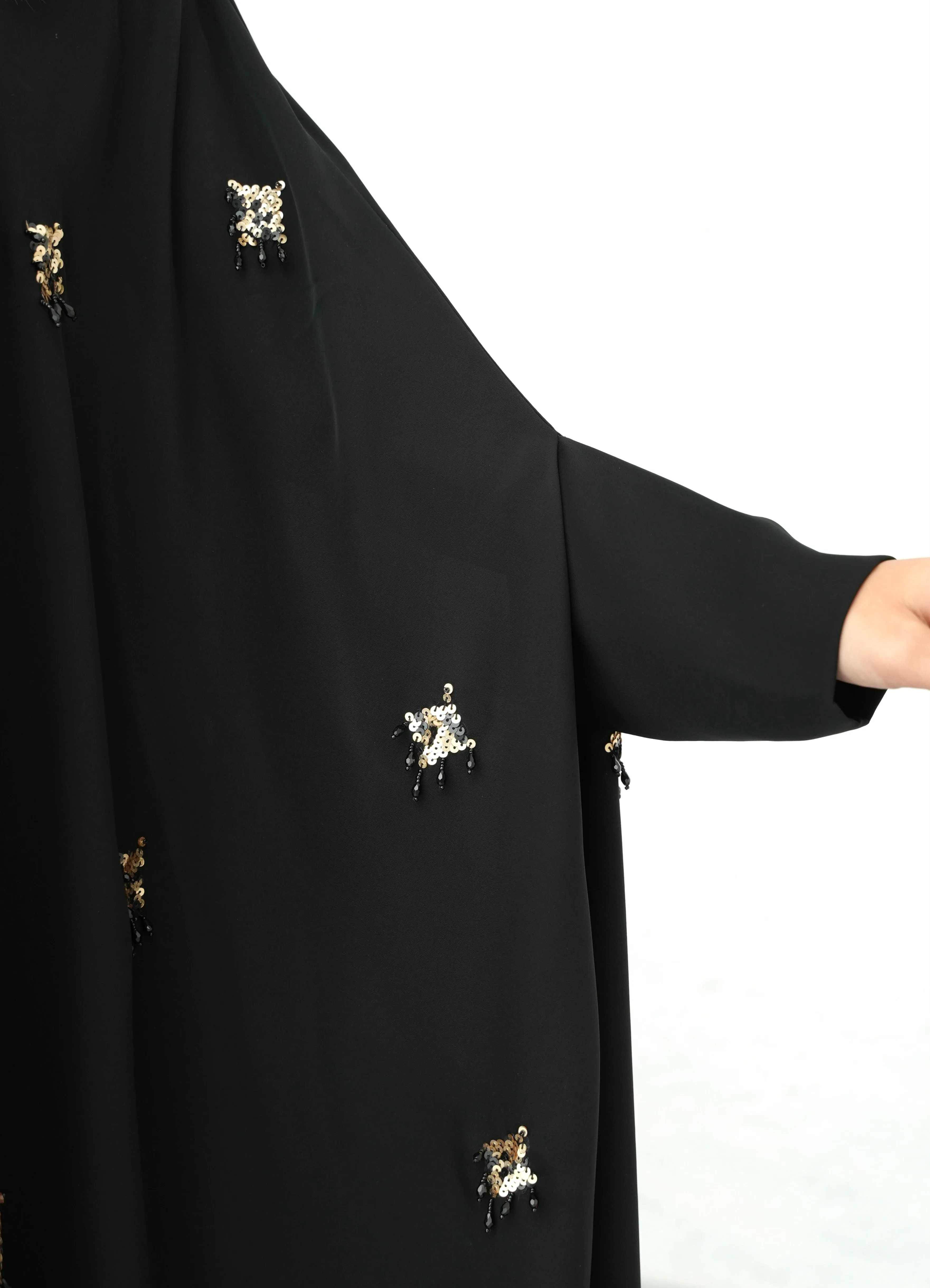ELEGANT BLACK CAPE ABAYA #390