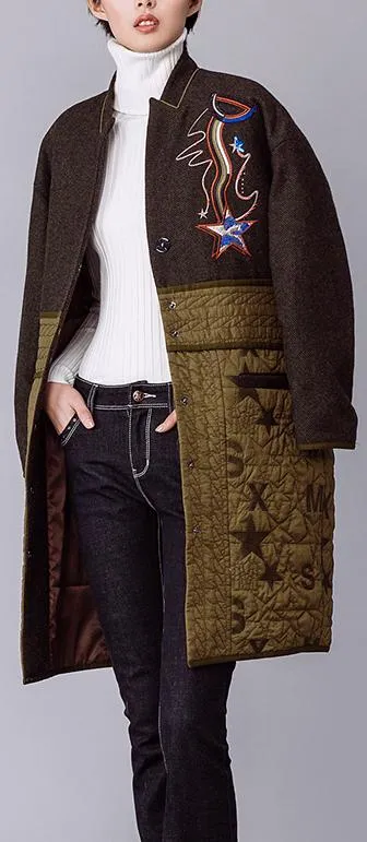 Embroidered Wool-Blend Coat