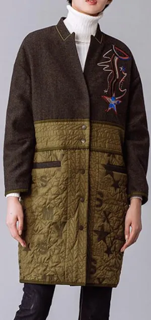 Embroidered Wool-Blend Coat