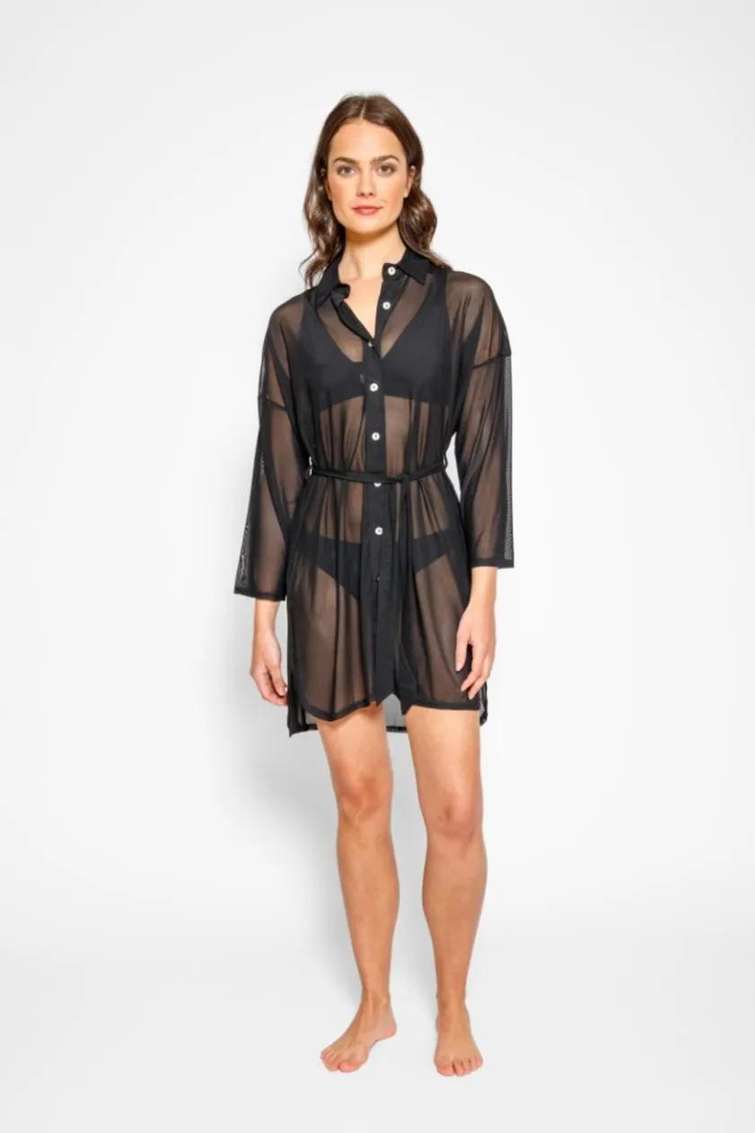 Escape Mesh Cover Up Shirt Dress