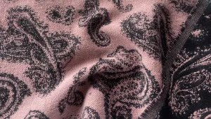 Etro Rosewood & Black Paisley Reversible Wool Basketweave (Made in Italy)