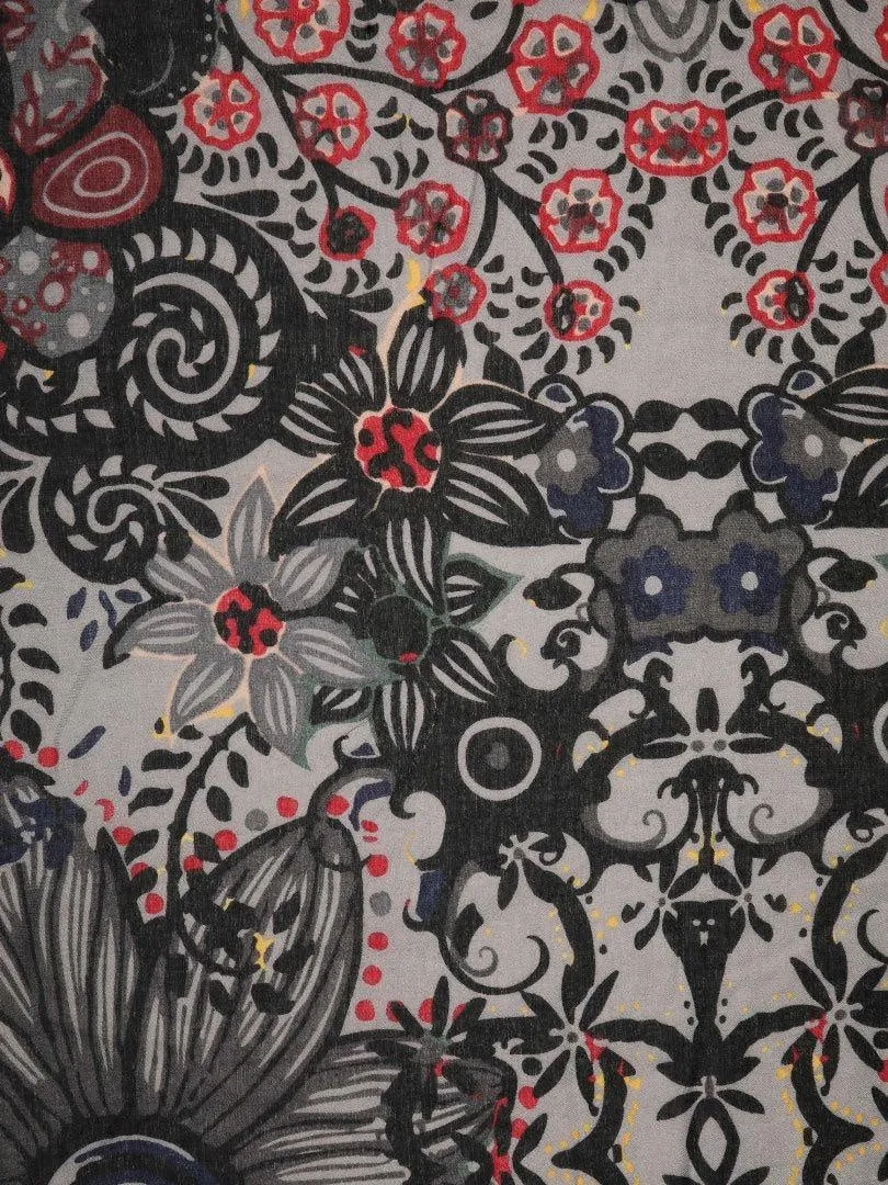FabSeasons Stylish Black Floral Printed Cotton Scarves For Women