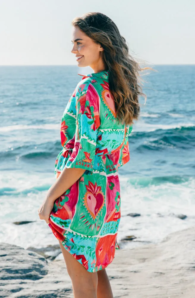 Flaming Hearts Shirt Dress