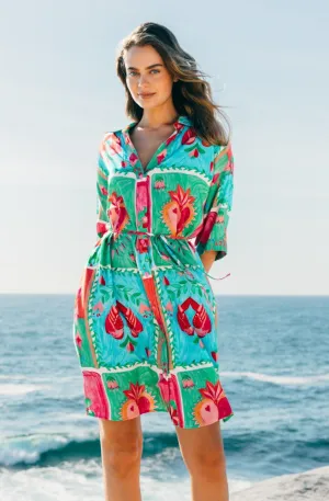 Flaming Hearts Shirt Dress