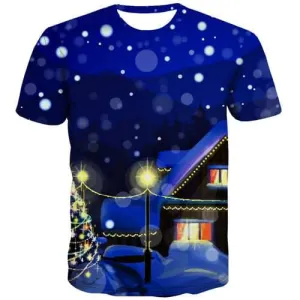Galaxy T-shirt Men Snowflake Tshirts Cool Christmas T-shirts Graphic Anime T-shirts 3d Funny Tshirts Casual Short Sleeve