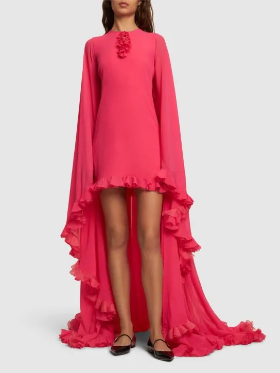 Giambattista Valli   Silk georgette l/s mini dress w/ cape 
