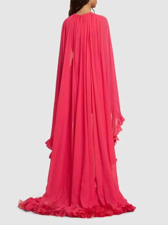 Giambattista Valli   Silk georgette l/s mini dress w/ cape 