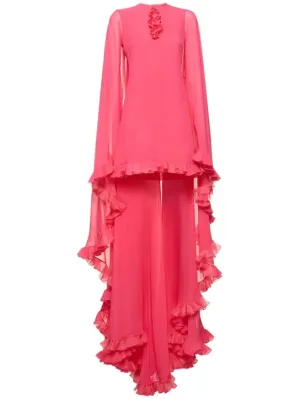 Giambattista Valli   Silk georgette l/s mini dress w/ cape 