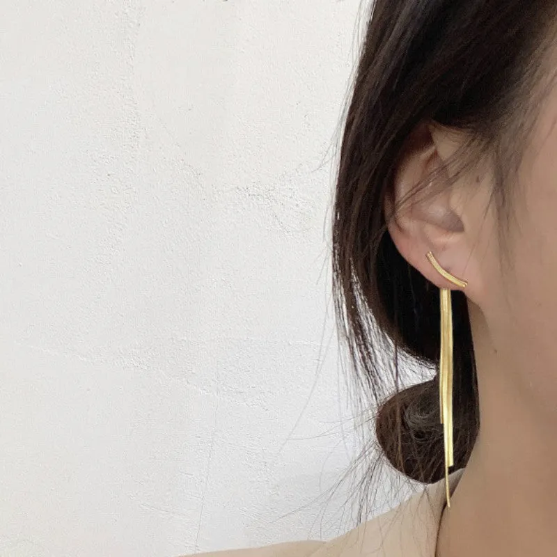Gold Plated Snake Chain Tassel Earrings