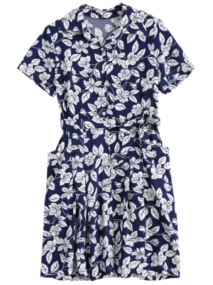 Gorgeous Floral Belted Vintage Shirt Dress