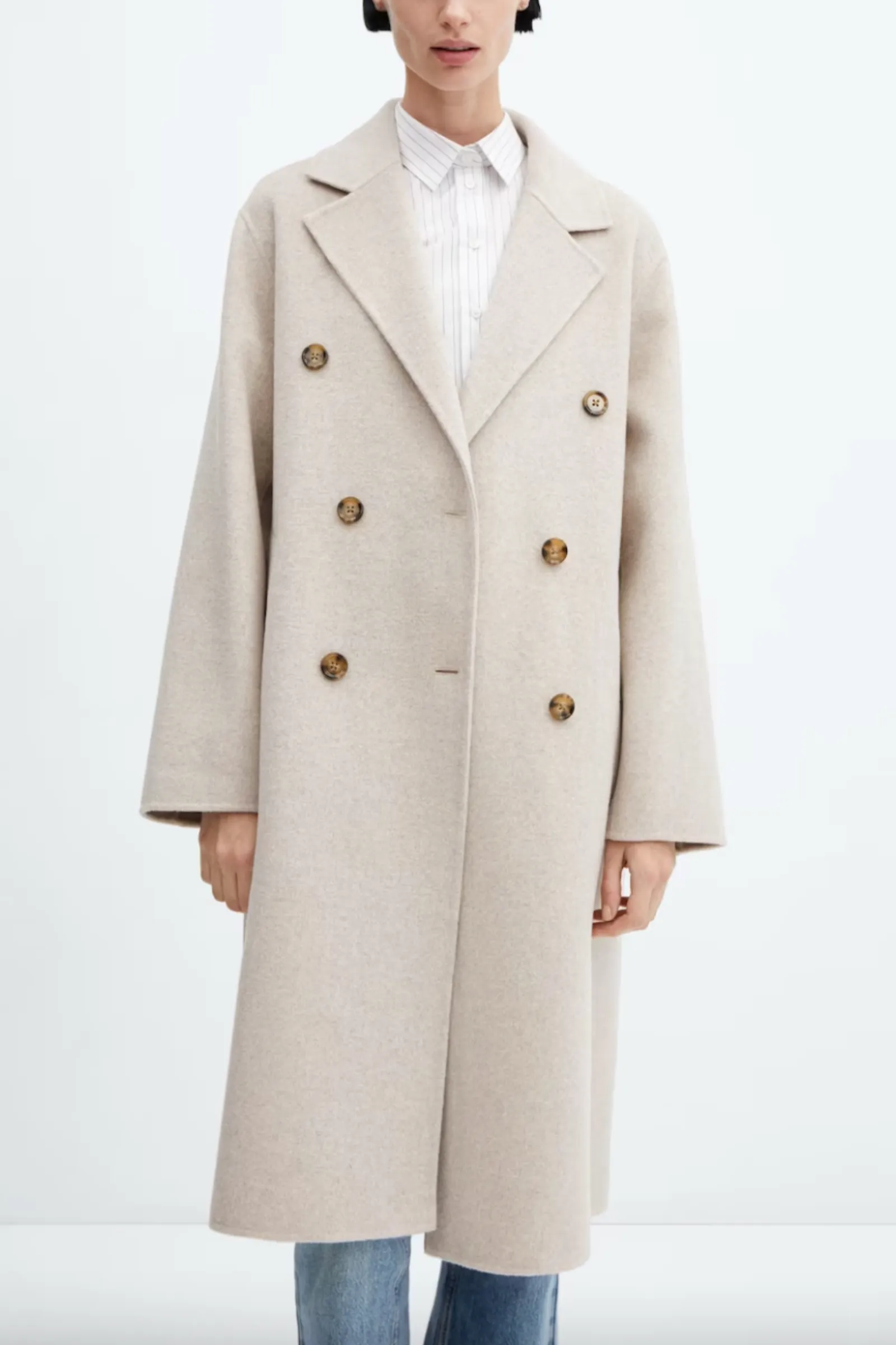 Handmade Light/Pastel Grey Oversized Wool Coat