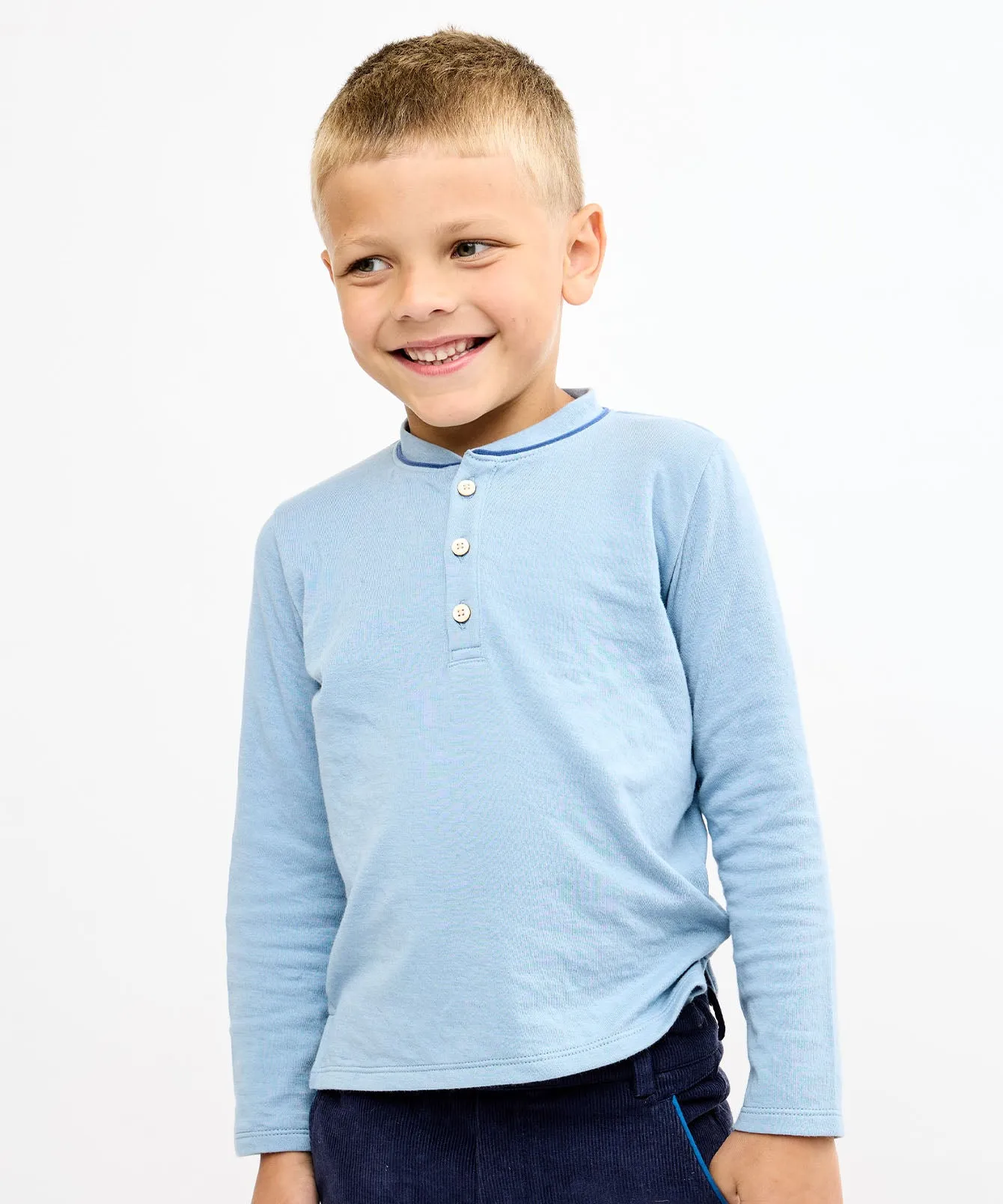Henley T-Shirt, Dusty Blue