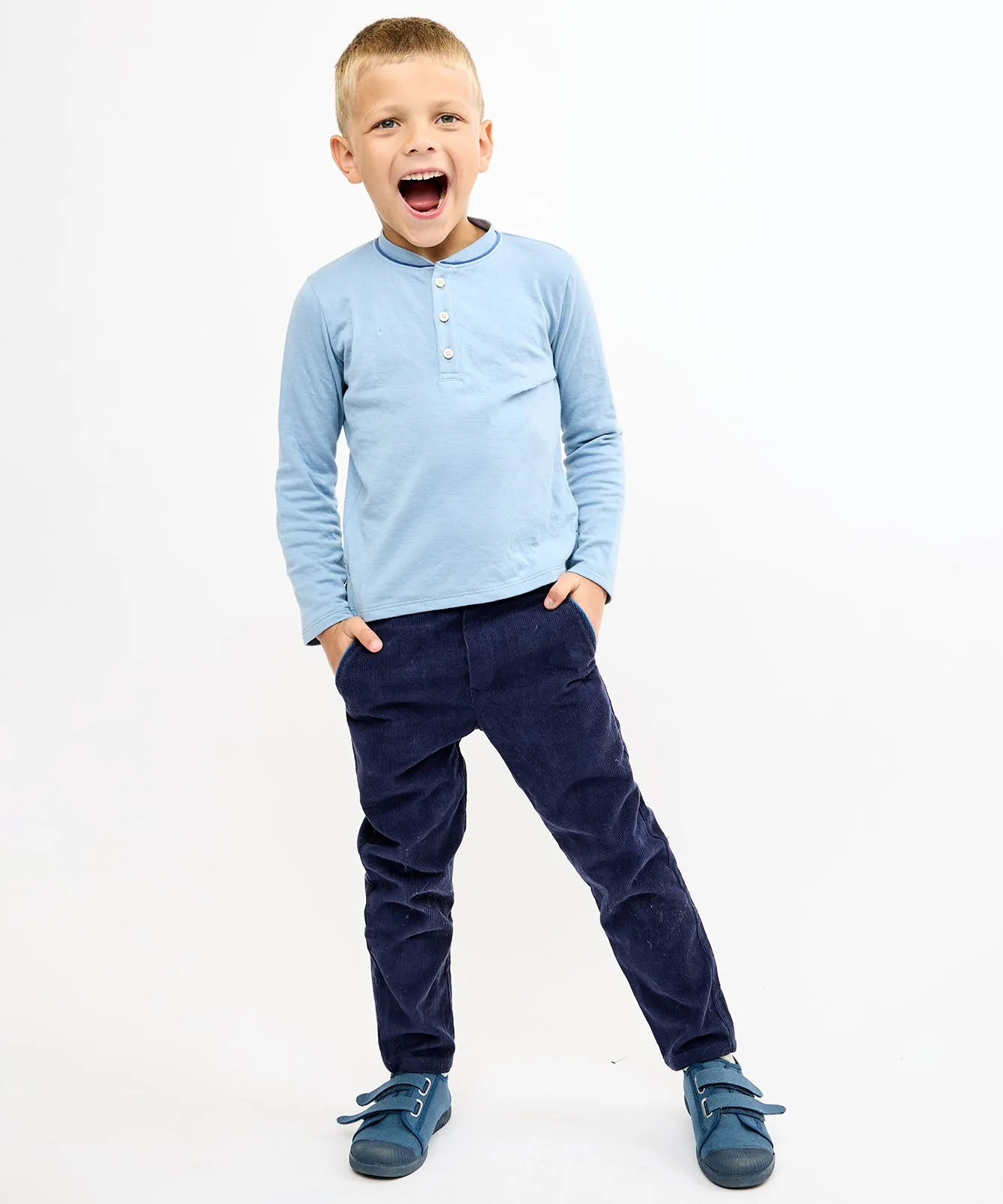 Henley T-Shirt, Dusty Blue
